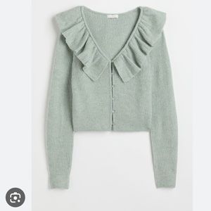 NWT H&M flounce collared cardigan mint green